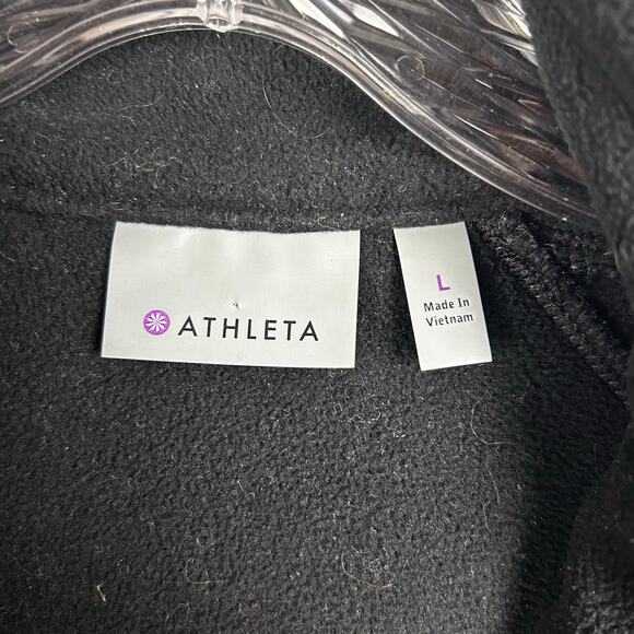 Athleta Vortex Half Zip Pullover Fleece Quilted Jacket Black Cozy Womens Size L - Picture 6 of 11